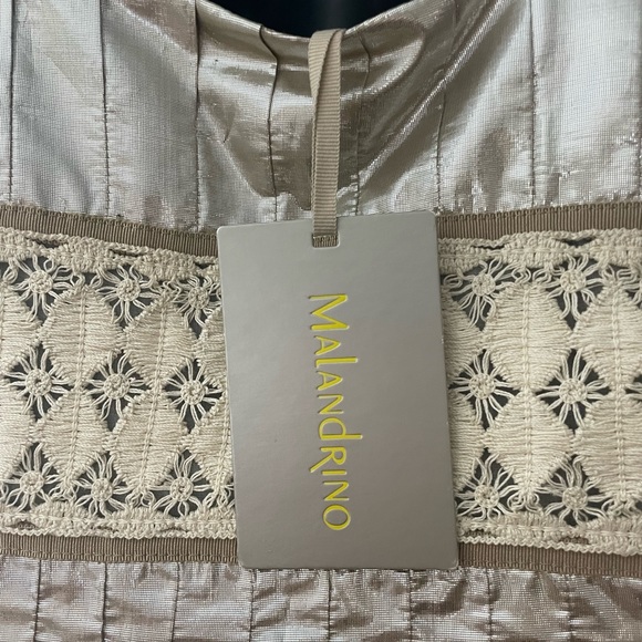 MALANDRINO Gold Tan Midi Pleated Dress - Picture 6 of 9